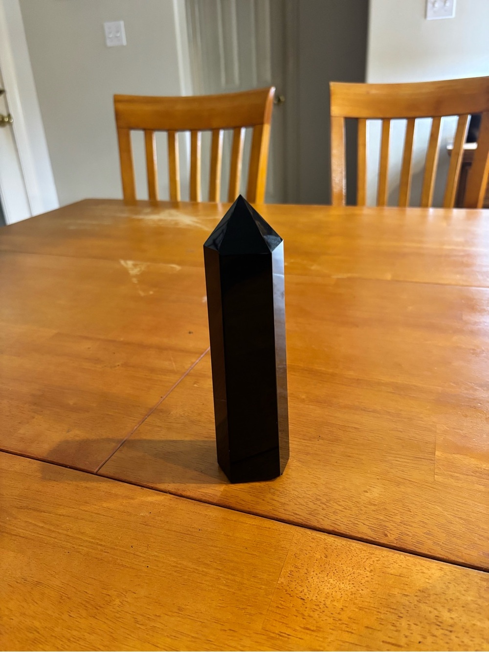 Large Black Obsidian Tower Polished Crystal Point 7¼ Inches 762g